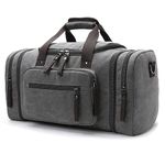 Fsiomo Expandable Canvas Duffel Bag for Travel Overnight Weekender Travel Bag for Men 50L (Grey)