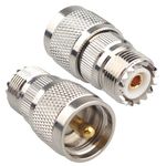 Futheda 2PCS UHF Male to Female Coax Connector PL259 to SO239 Straight Adapter RF Coaxial Cable Connectors Compatible with Wi-Fi FPV Antenna Ham Radio Phone Signal Booster Walkie-talkie Broadcast