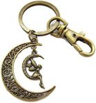 Ancient Bronze Moon Angel Keychain,Fairy Guardian Angel Wing Keyring,Charm Key Chain