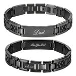 Willis Judd DAD Titanium Bracelet Engraved Love You Dad with Black Carbon Fiber Adjusting Tool & Gift Box Included