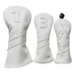 3pcs Golf Club Covers for Driver 3 Wood and Hybrids - White Golf Driver Headcover Fairway Wood Head Cover Hybrid Headcover Designed for All Brand (3pcs (1/3/ h))