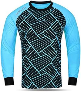 Kalci Hidden Chest Padding Soccer Goalie Jersey Youth & Adult Long Sleeve Elbow Padded Goalkeeper Shirt for Boy & Girl(Columbia Blue XSmall)