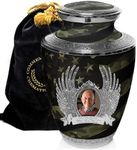 Military Cremation Urn for Ashes Adult Male - Beautifully Handcrafted Decorative Urns & Personalized Army Urns for Human Ashes Adult Man Traditional Camouflage