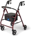 Medline Standard Steel Folding Rollator Walker with 6" Wheels, Burgundy