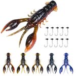 Bombrooster Crawfish Bait Kit-40Pcs Soft Plastic Craw Bait Shrimp with TRD Jig Head