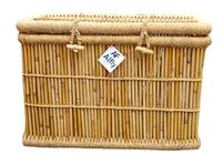 Al Fly Laundry Basket For Clothes With Lid | Laundry Box Wood Storage Big Size | Wooden Picnic Hamper | Baby Toys Storage Organizer With Sitting (Bamboo Cane Eco-Friendly)