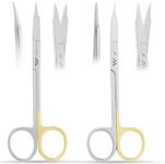 Set of Two Goldman Fox Straight n Curved Scissors 13 cm (Super Cut Serrated Blade) for Cutting Gingival Tissues | Premium Quality Japanese Stainless Steel