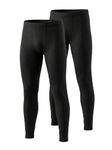 YUSHOW 2 Pack Mens Thermal Underwear Pants Long Johns Fleece Lined Leggings Ultra Soft Winter Base Layer Thermal Pants Black