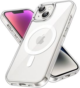 JETech Funda Magnética para iPhone 14 Plus 6,7 Pulgadas, Compatible con MagSafe Carga Inalámbrica, Carcasa Bumper Teléfono Antigolpes, Parte Trasera Transparente Anti-Arañazos (Transparente)
