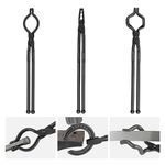 VEVOR Blacksmith Tongs, 18” 3 PCS, V-Bit Bolt Tongs, Wolf Jaw Tongs and Z V-Bit Tongs, Carbon Steel Forge Tongs with A3 Steel Rivets, for Beginner and Seasoned Blacksmiths, Bladesmiths and Craftsmen