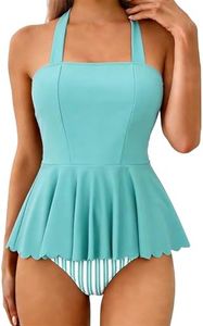 DaiLiWei Tankini Swimsuit for Women 2 Piece Modest Bandeau Bathing Suit High Waisted Cute Bikini Set Tummy Control Plus Size