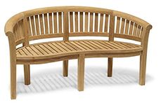 Jati Wimbledon Teak Garden Banana Bench - 3-Seater, Delivered Ready Assembled