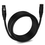 LyxPro Quad Series 25 ft XLR 4-Conductor Star Quad Balanced Microphone Cable for High End Quality and Sound Clarity, Extreme Low Noise, Black