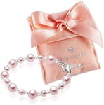 925 Sterling Silver Baby Bracelet Embellished with 4, 5mm Simulated Pearls and 3mm Clear Crystals from Swarovski, Gift for Infant, First Birthday, Keepsake, New Child, Birth - Newborn (0-12 Months)