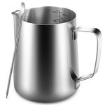 Anpro Milk Pitcher 304 Stainless Steel Milk Cup Milk Pitcher 600ml/20 oz with Measurement Marks