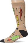 K. Bell Socks mens Sports and Outdoors Novelty Crew Socks, Fishing Lures (Khaki), Shoe Size: 6-12