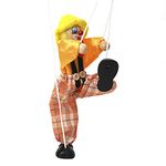 BXT Hand Puppet Clown Wood Marionette Toys Pull Strings Puppet Doll Movable Hands and Feet,Xmas Parent-Child Interactive Fun Toys Gift