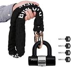 BIGLUFU Motorcycle Lock Bike Chain Locks Heavy Duty, 120cm Long, Cut Proof 10mm Thick Colorful Square Chains with 4Keys 16mm U Lock, Ideal for Motorbike, Bike, Generator, Gates, Bicycle