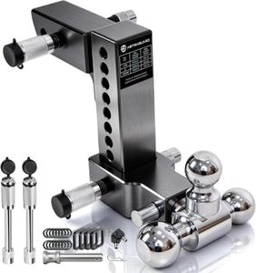 Astraguard Adjustable Trailer Hitch Fit 2.5 Inch Receiver, Tri-Ball (1-7/8", 2", 2-5/16") Heavy Duty Aluminum Tow Hitches with 8 Inch Rise/Drop for Truck (18500 LBS GTW)-Weatherproof & Anti-Theft