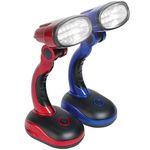 IdeaWorks Jobar International (Set/2) LED Desk Lamps with Pivoting Heads and Handled Necks, Large, Red/Blue