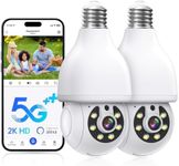 Jqimn Light Bulb Security Camera, 5G/2.4GHz WiFi Lightbulb Security Cameras Wireless Outdoor for Home Security, Two Way Talk,Color Night Vision, Outdoor Bulb Camera Wireless Work with Alexa (2Pcs)