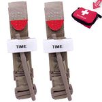 Demon Eight Tourniquet,Tactical First Aid Artery Tourniquet Pouch Holder Band Hemorrhage Control Set of 2 with First Aid Kit (Khaki)