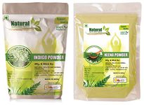 Natural Henna Powder and Natural Indigo Leaves Powder by Natural Health And Herbal Products 227g Each - Pack of 2