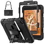 SEYMCY Case for iPad Mini 5th/4th Generation Case 7.9 inch 2019/2015, Shockproof Case with Screen Protector, 360° Rotating Stand/Hand Strap, Pencil Holder, Shoulder Strap for iPad Mini 5/4 Case, Black