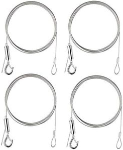 ZWIN 4Pcs Picture Haning Wires Kit 2m x 1.5mm Heavy Duty Mirror Hanging Wire with Loop and Hook Stainless Steel Hanging Wire Rope for Mirror, Picture, Light/Lamp Hold Up to 20KG