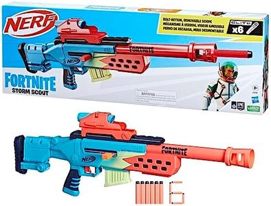 Nerf Fortnite Storm Scout Blaster, Nerf Scope, 6-Dart Clip, 6 Elite Nerf Darts, Bolt Action