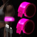 Rivsli LED Armbands for Running,2 Pack,USB Rechargeable Safety Lights for Runners,High Visibility Light Up Bands Reflective Led Bracelets for Night Walking Jogging Cycling Running Gear