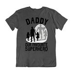 buzz shirts Daddy The Worlds Greatest Superhero, Father and Daughters, Mens Organic Cotton Fathers Themed T-Shirt (Large, Charcoal)