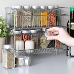 Navaris 2 Tier Spice Rack - Kitchen Countertop Free Standing Organiser for Spices, Jars, Herbs, Condiments, Oil - Metal Storage Stand for Ingredients