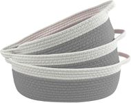 Leazzote Storage Baskets, 3 Pack Woven Natural Cotton Rope Bins for Organizing Shelves, Closet, Baby Nursery Makeup Bins Kids Pets Toy Small Size-S,M,L (X-5)