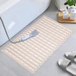 RichAxis Anti Skid mat for Bathroom Anti Slip Bathroom mat Shower Area Anti Skid mats with Suction Cups and Drain Holes for Bathtub Floor mat (68x38 cm,Beige)