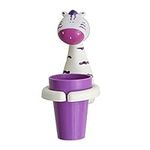 Toothbrush Holder for Kids, Cute Animal Wall Mounted Toothbrush Holder With Suction Cup Toothbrush Organizer Bathroom Toothpaste Dispensers Wall-Mounted Bathroom Organizer Kit Zebra