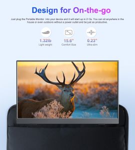 18.5" Portable Monitor – 120Hz FHD IPS, USB-C/HDMI, 100% sRGB, VESA, Smart Cover