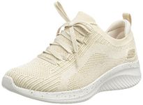 Skechers Women's Ultra Flex 3.0 - Let's Dance Sneaker, Black Knit Trim, Natural, 6 UK