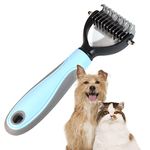 Dog Brush, Dematting and Shedding Brush, Undercoat Rake Comb for Dogs and Cats, Pet Grooming Tool with Double Sided for Removes Knots and Tangled Hair, Blue