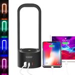 RGB Night Light, Touch Bedside Table Lamp with 2 USB Charging Ports & 1 Type C Port, 3 Way Dimmable LED RGB Light Smart Small USB Light Lamp for Bedroom,Living Room,Light for Kids Adults