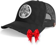 Viking Revolution Black Trucker Hat for Men - Mesh Black Hats for Men Baseball Cap Distressed with Adjustable Dad Hat