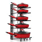 Vroxy Kitchen Cabinet Pantry Pan and Pot Lid Organizer Rack Holder | Kitchen Cookware Organizer Pan Rack Holder, 5 Layer, Standard, Black