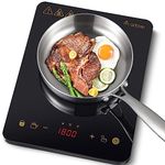 AAOBOSI Induction Cooktop,induction hot plate with LED Display,1800W Countertop Burner Portable Black Crystal Glass Surface 10 Temperature 9 Power Setting&3h Timer for Cooking