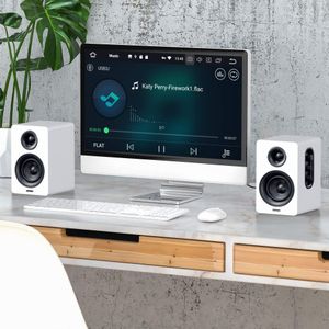 Sanyun SW208 Bluetooth Bookshelf Speakers, White – Compact Stereo