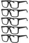 Eyekepper 5-pack Men Women Oversized Reading Glasses Square Large Frame Readers - Black + 1.75