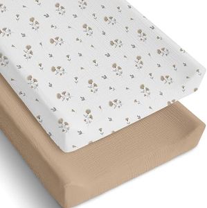 Mi Flor 2 Pack Muslin Changing Pad Cover – Ultra Soft CPC Certified Baby Changing Table Cover with Elastic Corners, 360° Fit, Lightweight, Breathable, Fits Most Changing Pads