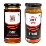 Zissto Korma Curry paste & Chole Chana Masala Gravy |250gms, Serves 6-8 People | Ready to Cook |Combo Pack of 2