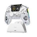 ManbaOne Interactive Screen Wireless Gaming Controller for PC/Switch/iOS/Android,Hall Effect Stick & Trigger,RGB Lighting,Remappable Buttons,1800mAh with Charging Dock(White)