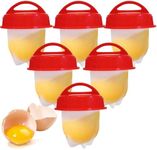 KINKIMISTINA Hard Boiled Egg Maker, 6-Piece Shell-Free Egg Cooker Set, Non-Stick Easy-Clean Multifunctional Egg Boiler Kit, white