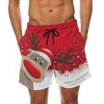 COOSUN Men's Christmas Reindeer Beach Board Shorts Quick Dry Swim Trunk, Multicoloured, L